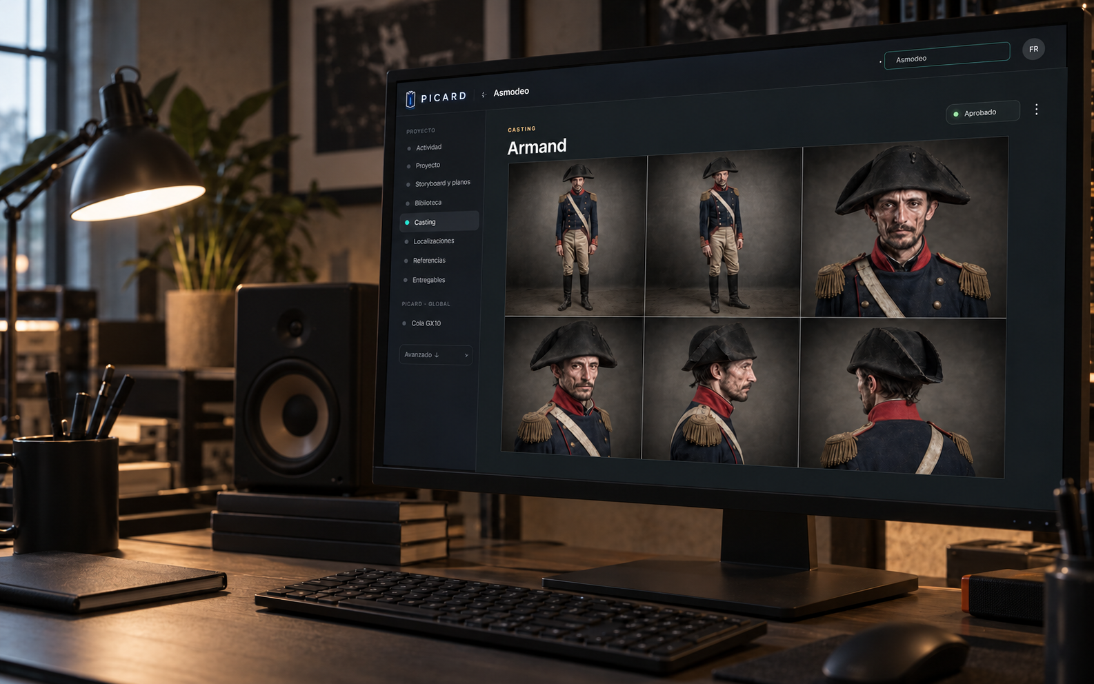Casting de Armand en Asmodeo dentro de la interfaz de Picard, en un monitor de lado